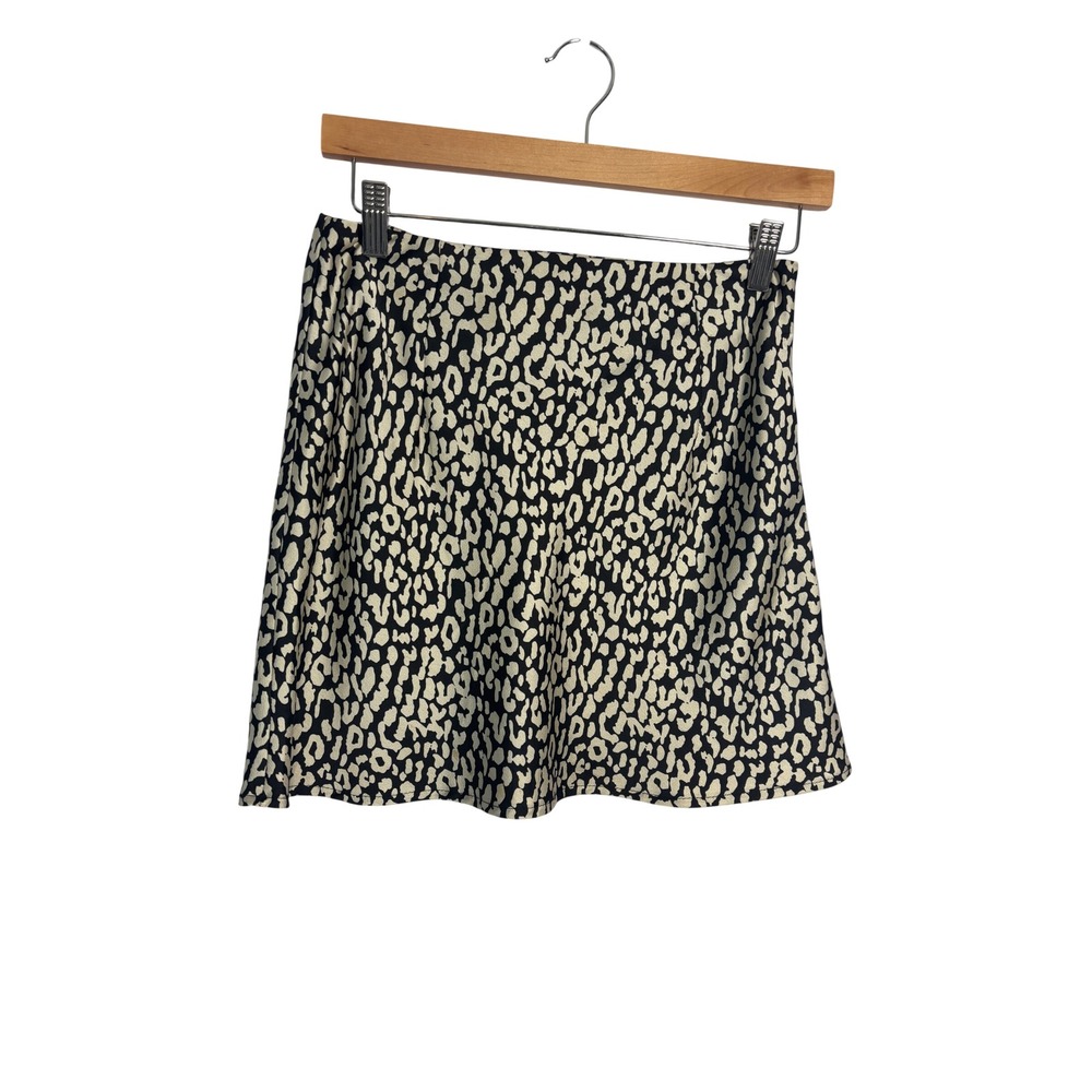 Princess Polly Women Mini Skirt 4 Cream Black Leopard Animal Print A-Line Chic